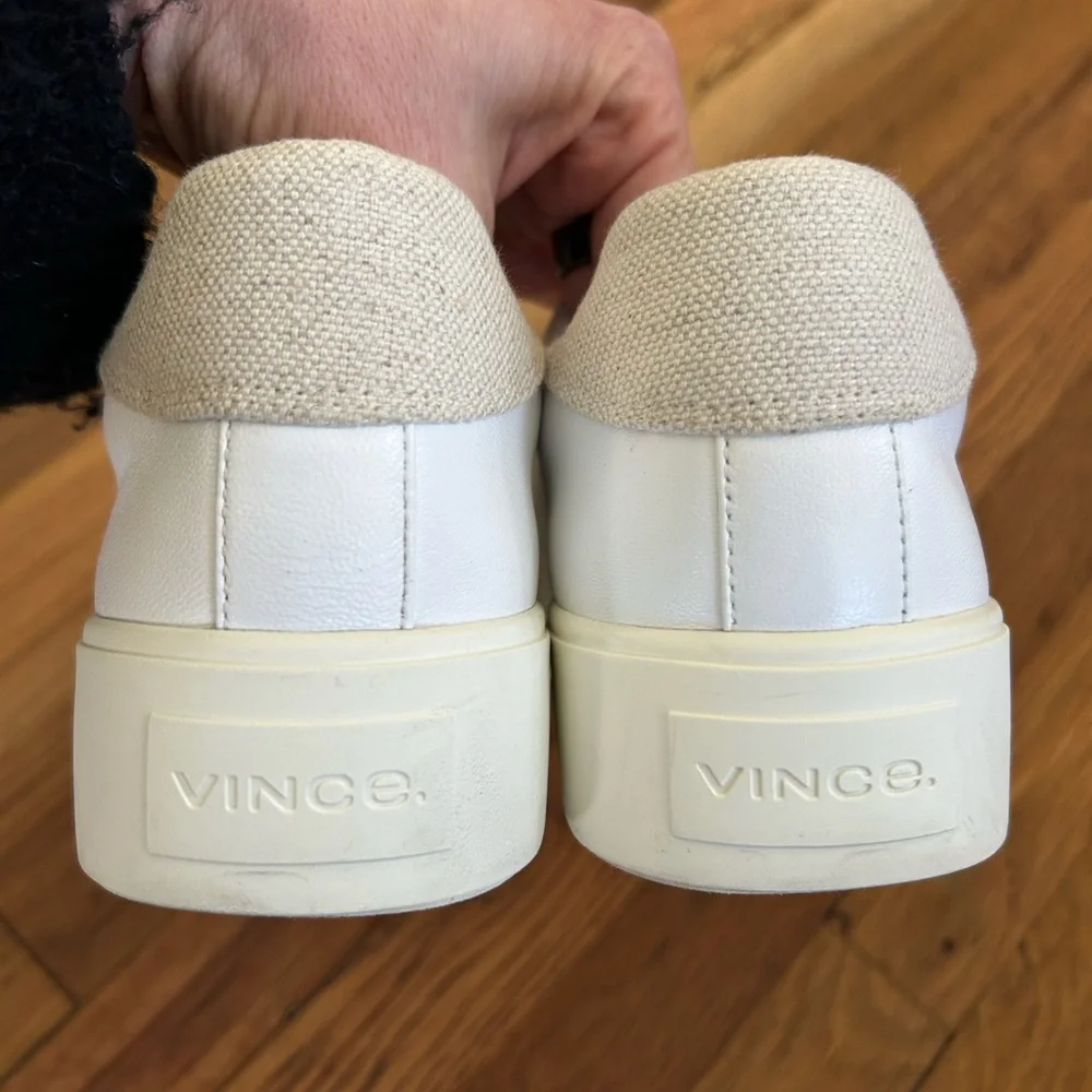 Vince Benfield Leather Platform White Sneaker Size 8 - Picture 6 of 9